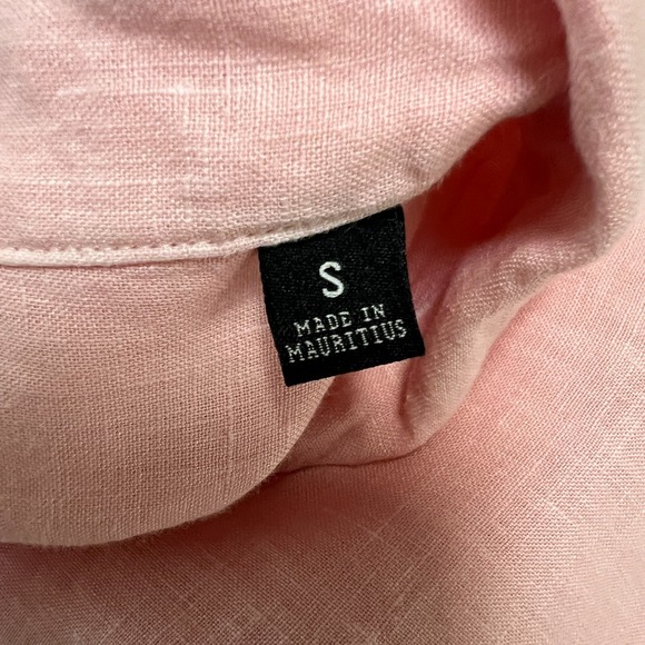 Todd Snyder Linen Button Up Shirt Mens Small Pink Short Sleeve Pocket Somelos - Picture 7 of 10